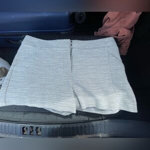 LOFT Gray and Cream Striped Short